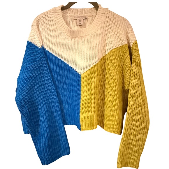 Sincerely Jules colorblock chunky cropped sweater, oversized fit, size L - Picture 3 of 16